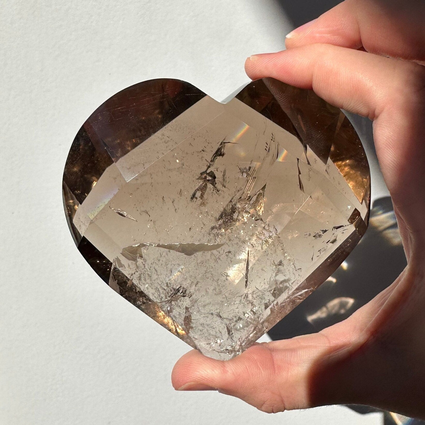 High Quality Smoky Quartz Crystal Heart | Rare Clarity | Hand Carved | Includes Stand | From Brazil | Crystal Healing & Meditation