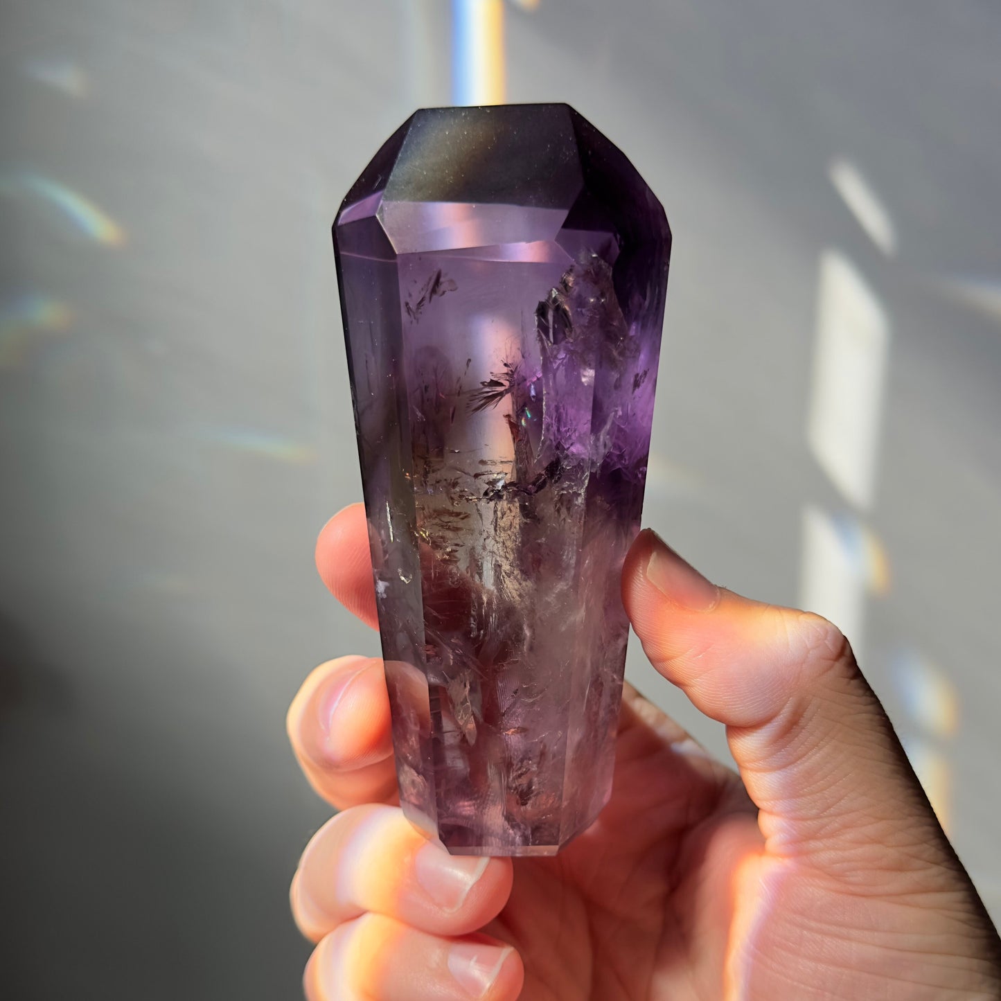 Stunning Amethyst Crystal Tower | Hand Carved Point | Rainbows | From Brazil | Meditation & Crystal Healing