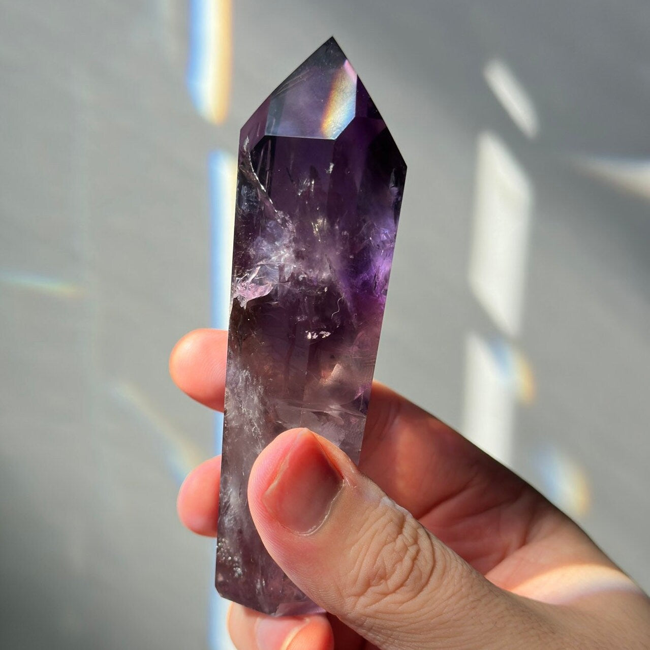 Stunning Amethyst Crystal Tower | Hand Carved Point | Rainbows | From Brazil | Meditation & Crystal Healing