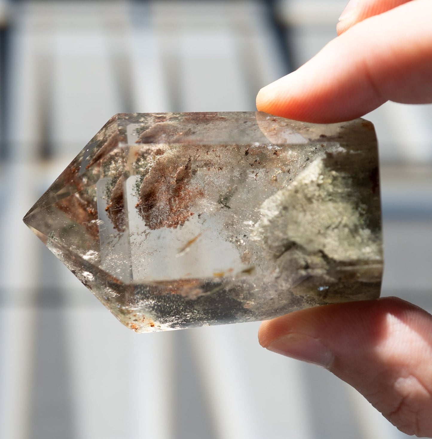 Small Garden Quartz Crystal Tower | Lodolite Crystal | Hand Carved Point | Meditation & Crystal Healing