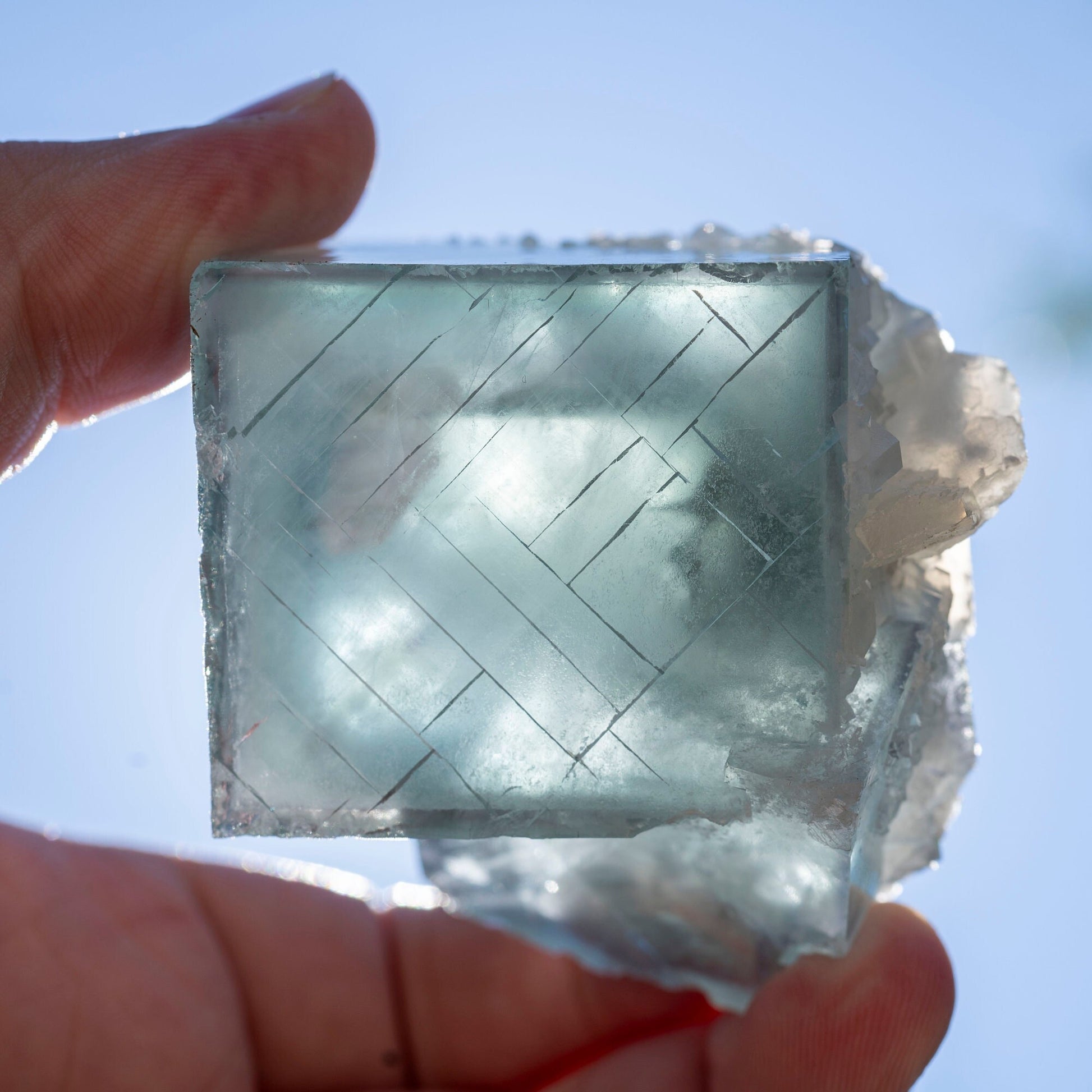 Beautiful Green Cubic Fluorite Specimen | Calcite Inclusion | Fully Natural | Meditation & Crystal Healing