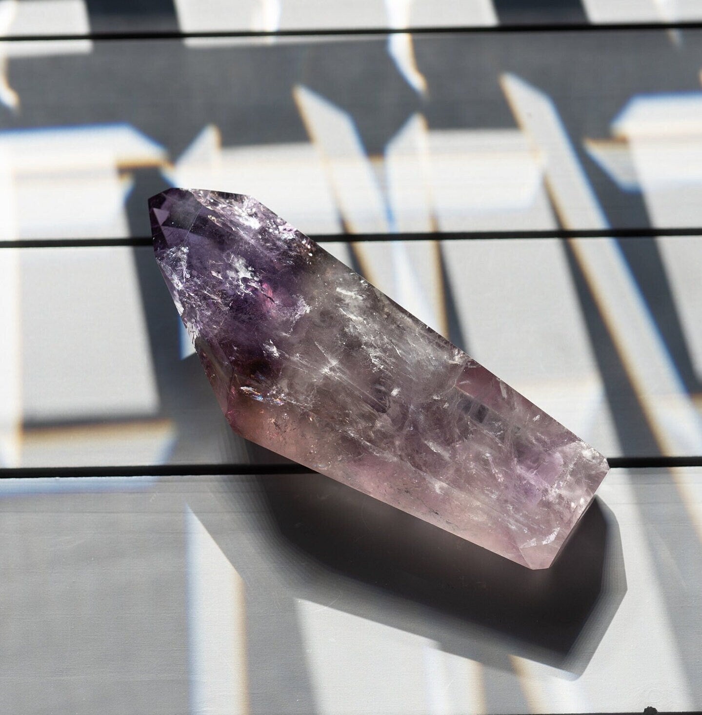 Amethyst Crystal Tower | Rainbows | Hand Carved Point | Meditation & Crystal Healing | From Brazil