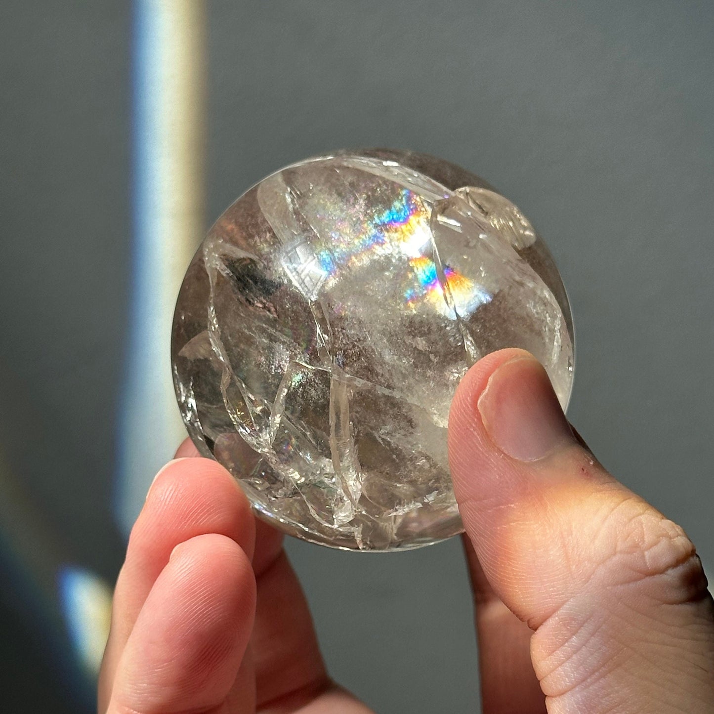 Clear Crackle Quartz Sphere with Strong Rainbows | Super Flashy | Crystal Ball | Meditation & Crystal Healing