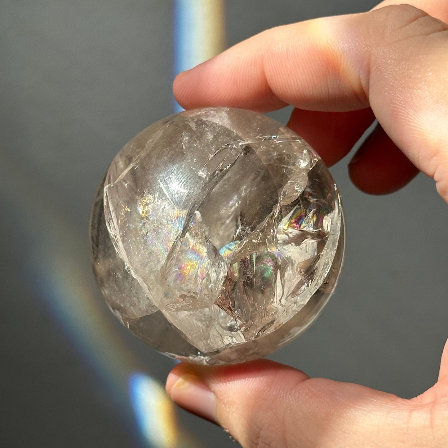 Clear Crackle Quartz Sphere with Strong Rainbows | Super Flashy | Crystal Ball | Meditation & Crystal Healing