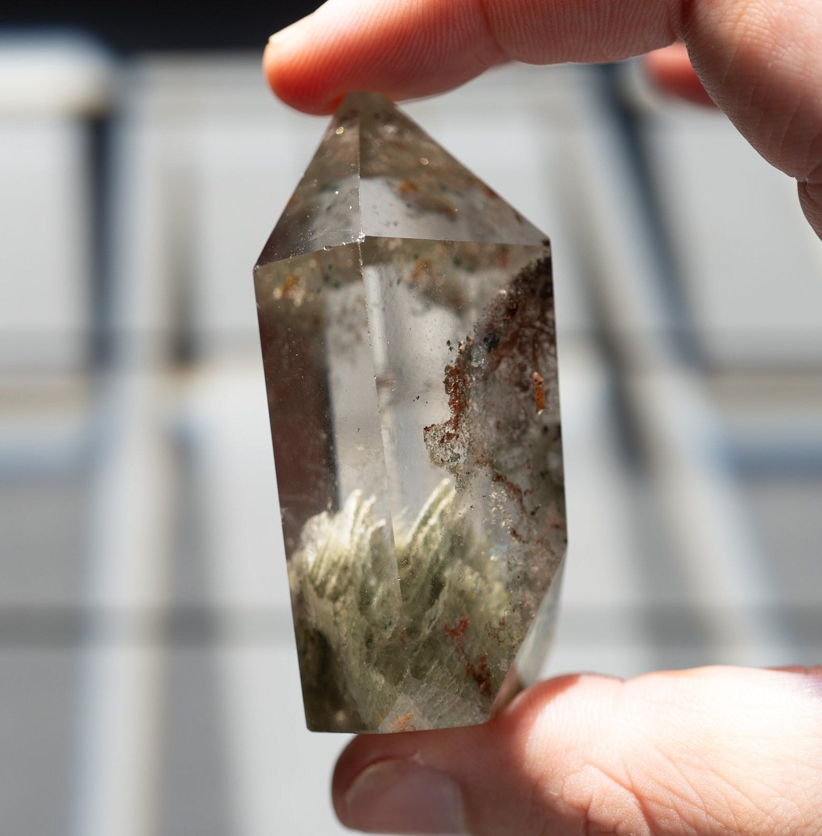 Small Garden Quartz Crystal Tower | Lodolite Crystal | Hand Carved Point | Meditation & Crystal Healing