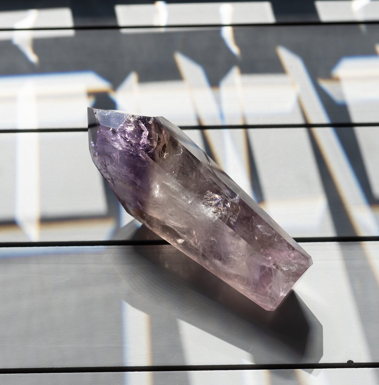 Amethyst Crystal Tower | Rainbows | Hand Carved Point | Meditation & Crystal Healing | From Brazil