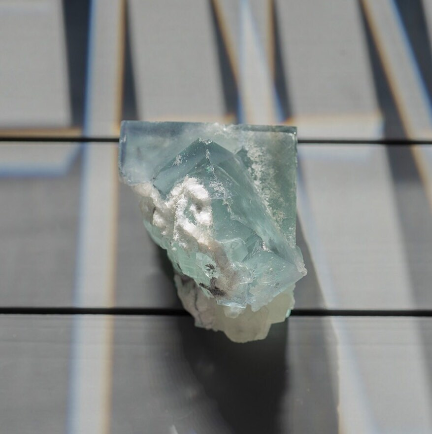 Beautiful Green Cubic Fluorite Specimen | Calcite Inclusion | Fully Natural | Meditation & Crystal Healing