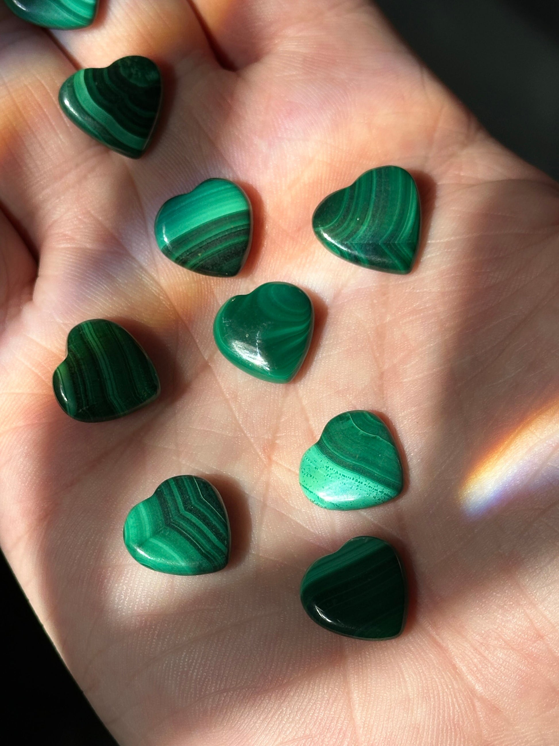 One (1) Mini Malachite Crystal Heart | Tiny Crystal | Intuitively Chosen | Meditation & Crystal Healing