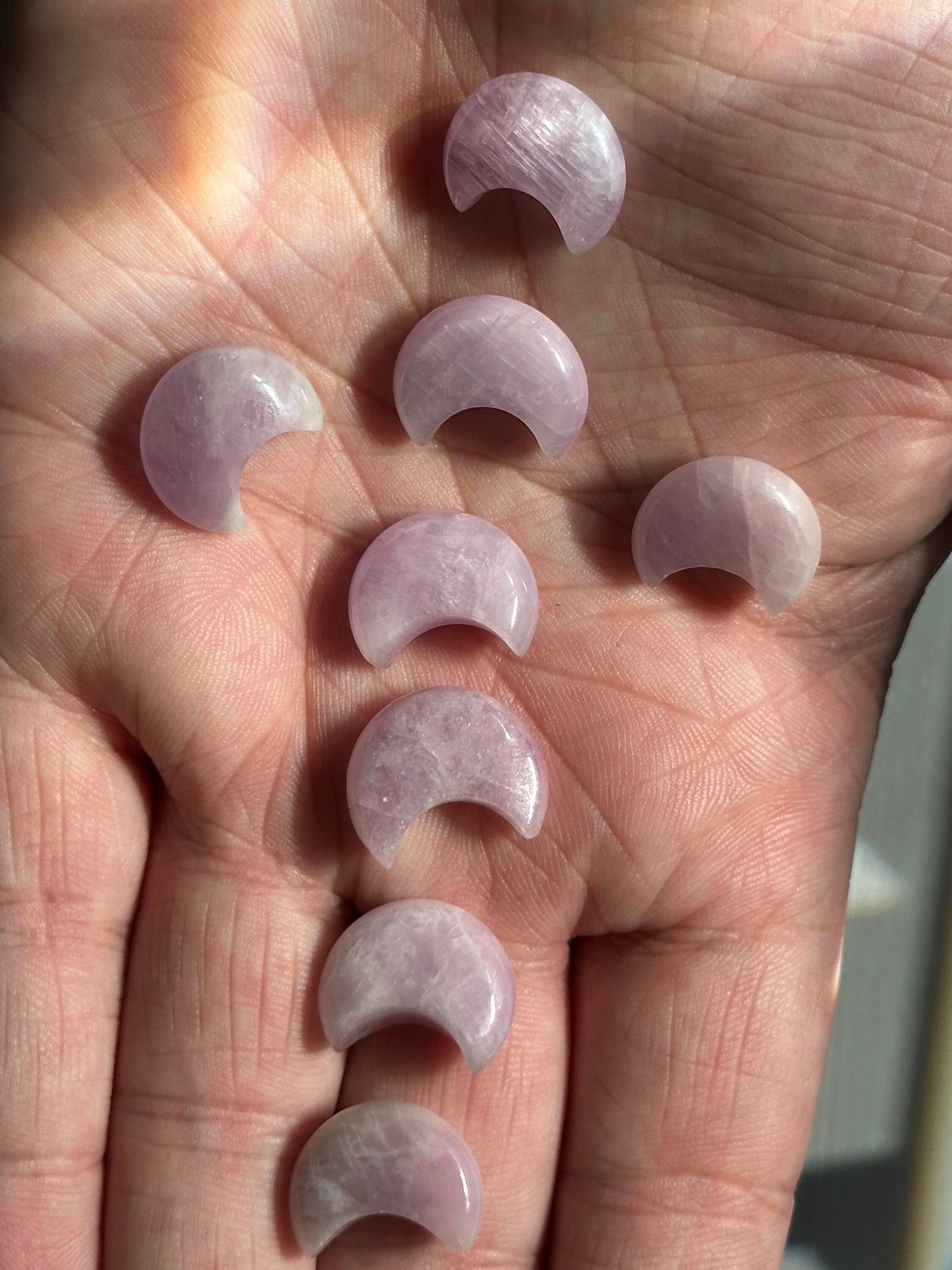 One (1) Mini Kunzite Half Moon | Tiny Crystal | Intuitively Chosen | Meditation & Crystal Healing