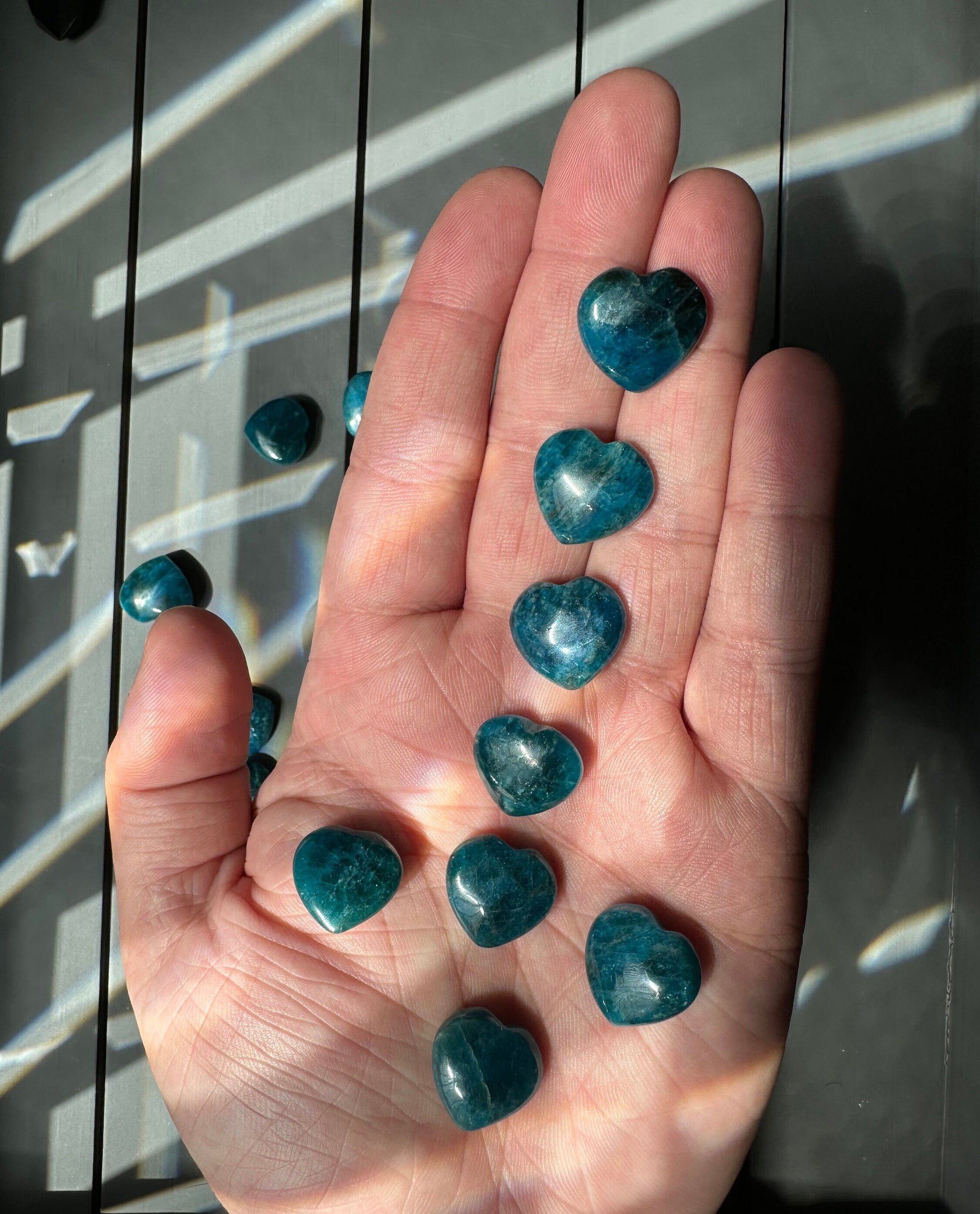 One (1) Mini Blue Apatite Heart | Tiny Crystal | Intuitively Chosen | Meditation & Crystal Healing