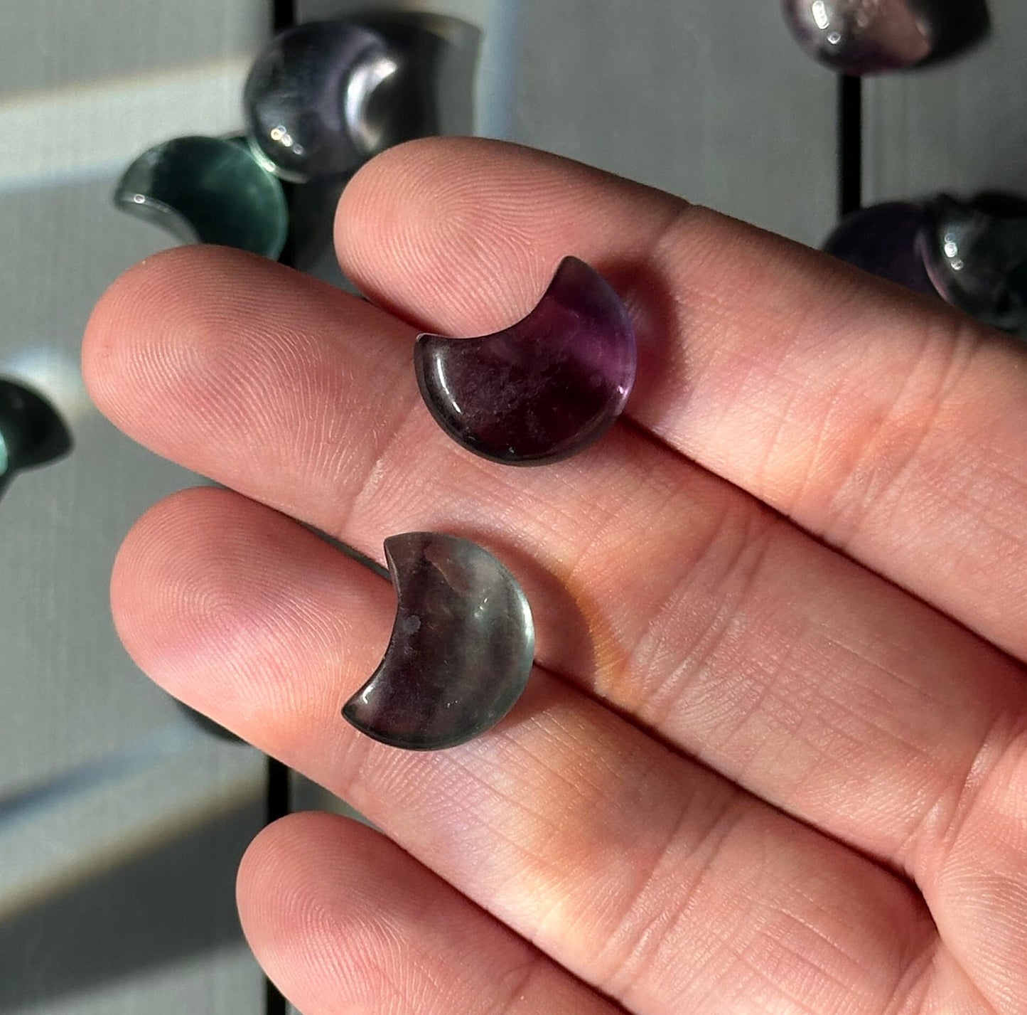 One (1) Mini Fluorite Half Moon | Tiny Crystal | Intuitively Chosen | Meditation & Crystal Healing