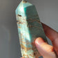 Genuine High Quality Caribbean Calcite Tower with Druzy, From Pakistan, Healing Crystal Wand, Hand Carved